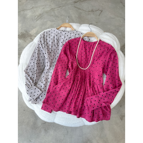 Dotty Pleated Polka Top
